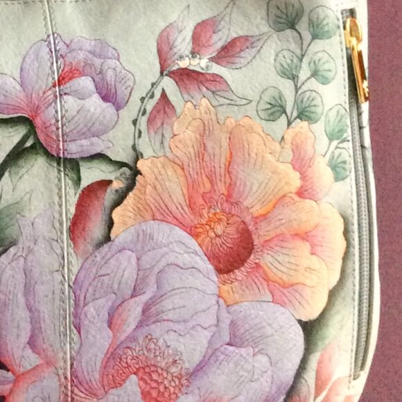 Brand New Gorgeous Anuschka Genuine Leather Hobo in Bel Fiori design - Picture 7 of 11